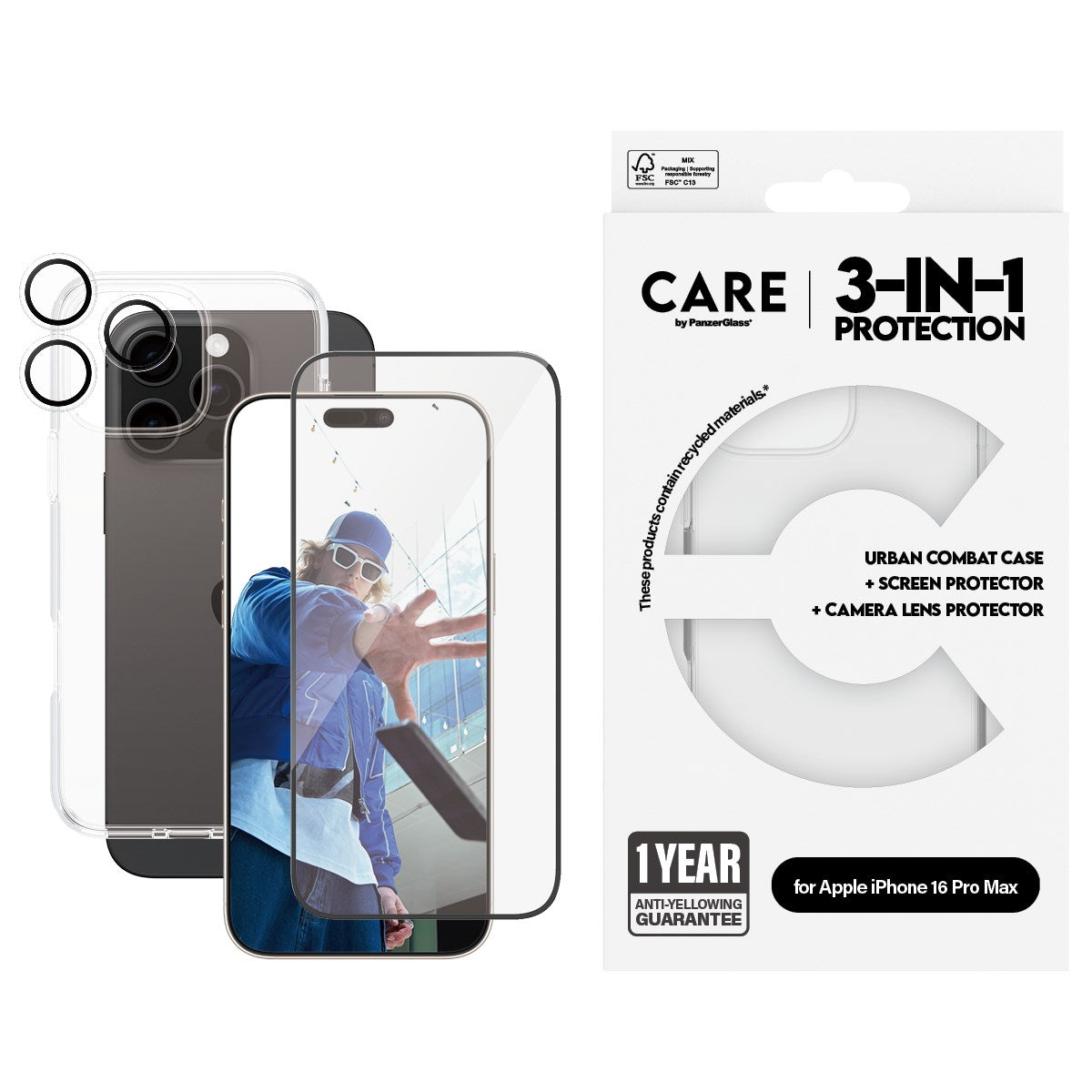 PanzerGlass® | CARE by PanzerGlass® Urban Combat 3-in-1 Bundle iPhone 16 Pro Max